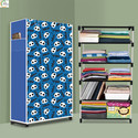 ASHLAS 5 Shelf Foldable Collapsible Wardrobe Storage Organizer Almirah Cloth Rack PP Collapsible Wardrobe (Finish Color - Before Christmas Modern Print, DIY(Do-It-Yourself))