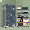 ASHLAS 5 Shelf Foldable Collapsible Wardrobe Storage Organizer Almirah Cloth Rack PP Collapsible Wardrobe (Finish Color - House cartoon Modern Print, DIY(Do-It-Yourself))