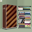 ASHLAS 5 Shelf Foldable Collapsible Wardrobe Storage Organizer Almirah Cloth Rack PP Collapsible Wardrobe (Finish Color - Wall Panel Modern Print, DIY(Do-It-Yourself))