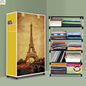 ASHLAS 5 Shelf Foldable Collapsible Wardrobe Storage Organizer Almirah Cloth Rack PP Collapsible Wardrobe (Finish Color - Eiffel Tower Modern Print, DIY(Do-It-Yourself))