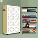 ASHLAS 5 Shelf Foldable Collapsible Wardrobe Storage Organizer Almirah Cloth Rack PP Collapsible Wardrobe (Finish Color - Dogi Modern Print, DIY(Do-It-Yourself))