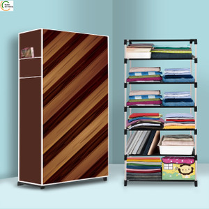 ashlas 6 shelf foldable collapsible wardrobe storage organizer almirah cloth rack pp collapsible wardrobe finish color - wall panel modern printed diydo-it-yourself