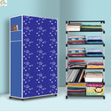 ASHLAS 6 Shelf Foldable Collapsible Wardrobe Storage Organizer Almirah Cloth Rack PP Collapsible Wardrobe (Finish Color - Christmas Modern Printed, DIY(Do-It-Yourself))