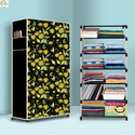 ASHLAS 6 Shelf Foldable Collapsible Wardrobe Storage Organizer Almirah Cloth Rack PP Collapsible Wardrobe (Finish Color - Daisy Floral Modern Printed, DIY(Do-It-Yourself))