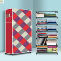 ASHLAS 6 Shelf Foldable Collapsible Wardrobe Storage Organizer Almirah Cloth Rack PP Collapsible Wardrobe (Finish Color - Diamond Wall Modern Printed, DIY(Do-It-Yourself))