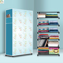 ASHLAS 6 Shelf Foldable Collapsible Wardrobe Storage Organizer Almirah Cloth Rack PP Collapsible Wardrobe (Finish Color - Soft lily Flower Modern Printed, DIY(Do-It-Yourself))