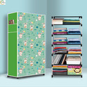 ASHLAS 6 Shelf Foldable Collapsible Wardrobe Storage Organizer Almirah Cloth Rack PP Collapsible Wardrobe (Finish Color - Cartoon Rabbit Modern Printed, DIY(Do-It-Yourself))