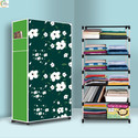 ASHLAS 6 Shelf Foldable Collapsible Wardrobe Storage Organizer Almirah Cloth Rack PP Collapsible Wardrobe (Finish Color - White Lily Modern Printed, DIY(Do-It-Yourself))