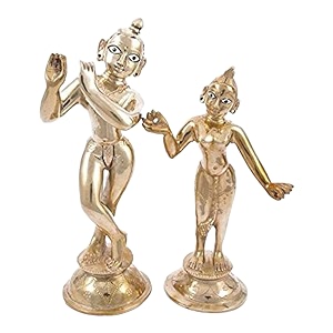 Ashtadhatu-Brass Radha Krishna Idol 4 Inch Height