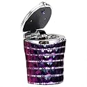 Surakey Ashtray for Car Crystal Car Ashtray Cigarettes Ash Holder Container with Blue LED Light, Auto Car Diamond Cover Ashtray Holder,Windproof for Outdoor Travel,Home Use Purple