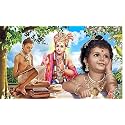 Bal Ghanshyam Maharaj with Nilkanthvarni Maharaj Design Backdrop Curtain for Pooja Decoration Traditional Cloth Fabric -Polyster Size-5Feet Height and 8Feet Width(5 * 8)