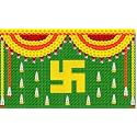 Weaved Coconut Leaf with Flower's Swastik Design Decoration Backdrop Cloth, for Festival Fabric-Polyester Taiwan Fabric Size 5 Feet Height and 8 Feet Width(5 * 8)