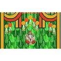 Banana Leaf and Hanging Marigold Flower with Ganesh ji Design Backdrop Cloth for Pooja Decoration Traditional Fabric-Polyester Size 5 Feet Height and 8 Feet Width(5 * 8)