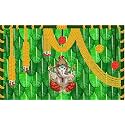 Banana Leaf and Marigold Flower with Ganesh ji Design Backdrop Cloth for Pooja Decoration Curtain Cloth for Festival Fabric-Polyester Size 5 Feet Height and 8 Feet Width(5 * 8)