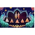 BAPS sanstha Swaminarayan Bhagwan with Gunatitanand Swami Pramukhswami Maharaj Design Backdrop Curtain for Pooja Decoration Fabric-Polyster Size-5Feet Height and 8Feet Width(5 * 8)