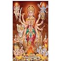 Durga Maa/Ambe/Sherawali with Brahma Vishnu Shiva and Maa Kali Design Backdrop Curtain for Pooja Decoration Traditional Fabric-Polyster Size-8Feet Height and 5Feet Width(8 * 5)