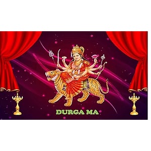 goddess durga mata design backdrop curtain for pooja decoration traditionalbackground curtain cloth for poojafestival fabric-polyster size-5feet height and 8feet width5  8
