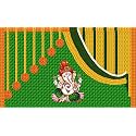Hanging Flower and Weaved Coconut Leaf (Kobbariaaku) with Ganeshji Design Backdrop Cloth for Pooja Decoration Fabric-Polyester Size 5 Feet Height and 8 Feet Width(5 * 8)