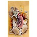 Lord Ganeshji Design Backdrop Curtain for Pooja Decoration Traditional/Background Curtain Cloth for Pooja/Festival Fabric - Polyster Size-8 Feet Height and 5 Feet Width(8 * 5)