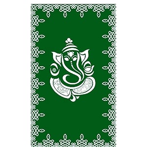 lord ganeshji with green background design backdrop curtain for decoration backdrop cloth for pooja decoration traditional fabric-polyster size-8feet height and 5feet width8  5