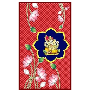 lord ganeshji with lotus design backdrop curtain for decoration backdrop cloth for pooja decoration traditional fabric-polyster size-8feet height and 5feet width8  5