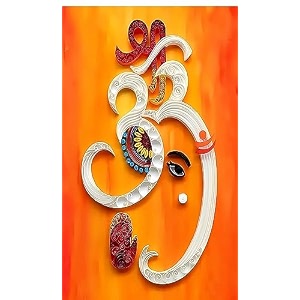 lord ganeshji with om design backdrop curtain for decoration backdrop cloth for pooja decoration traditional fabric-polyster size-8feet height and 5feet width8  5