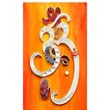 Lord Ganeshji with Om Design Backdrop Curtain for Decoration Backdrop Cloth for Pooja Decoration Traditional Fabric-Polyster Size-8Feet Height and 5Feet Width(8 * 5)