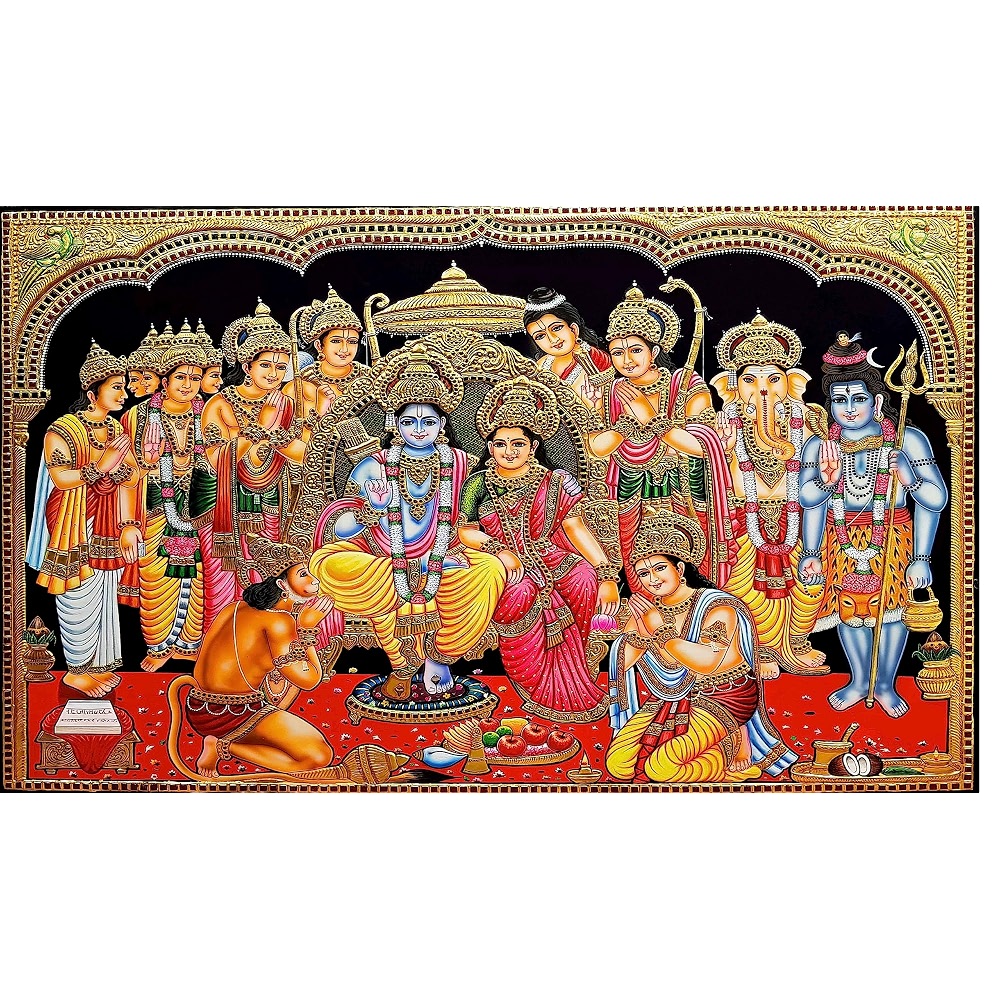 Ashvath Fashion Lord Shree Ram Darbar Design Backdrop Curtain for ...