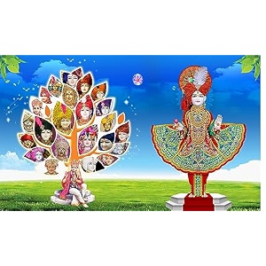 lord swaminarayan ghanshyam maharaj design backdrop curtain for decoration backdrop cloth for pooja decoration traditional fabric-polyster size-5feet height and 8feet width5  8