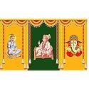 Lord Swaminarayan with Hanumanji and Ganeshji Design Backdrop Curtain for Decoration Backdrop Cloth for Pooja Decoration Fabric-Polyster Size-5Feet Height and 8Feet Width(5 * 8)