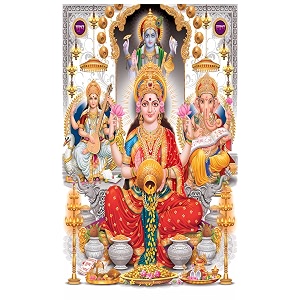 lord vishnu ganesha goddess laxmi and sarawati design backdrop cloth for pooja decoration traditionalbackground curtain size 8feet height and 5feet width8  5