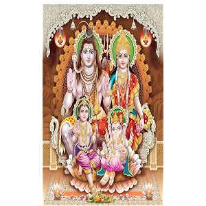 shiv parivar lord shiv mata parvati with lord kartikey and ganeshji design backdrop cloth for pooja decoration fabric-polyster size-8feet height and 5feet width8  5