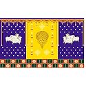 Two Cow with Durga MATA Face Design Backdrop Curtain for Decoration Backdrop Cloth for Pooja Decoration Traditional Fabric-Polyester Size-5Feet Height and 8Feet Width(5 * 8)