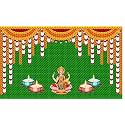 Weaved Coconut Leaf with Flower Goddess Laxmi MATA with Diya Lamp Design Backdrop Cloth for Pooja Decoration Traditional Deepavali Size 5Feet Height and 8Feet Width(5 * 8)
