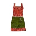 Ashwini Girl's Polyester Pattu Pavadai With Skirt