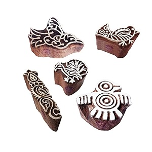 asian designs bird and finger wooden block stamps set of 5