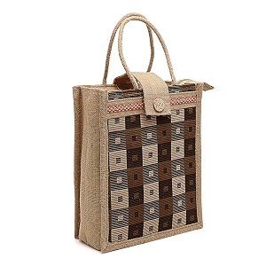 asian unisex-adult eco-friendly jute bags tiffinshoppinggrocery multipurpose shoulder tote hand bag with zip amp handle and pack of 1 medium 1blue