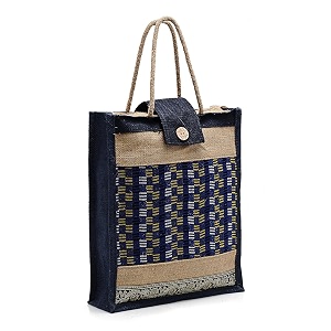 asian unisex-adult eco-friendly jute bags tiffinshoppinggrocery multipurpose shoulder tote hand bag with zip amp handle and pack of 1 medium 1blue