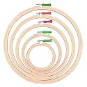 Asian Hobby Crafts 10" Inch Wooden Embroidery Hoop Ring Set – Adjustable Craft and Stitch Frames for Hand Embroidery, Cross-Stitch, DIY Projects, Sewing, Fabric Art, and Needlework, Set of 6