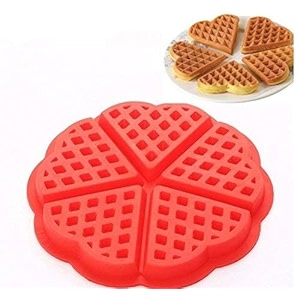 asian hobby crafts heart-shaped silicone waffle mould for making chocolate cake cookie muffin baking tool color-red size  65x06-inch