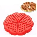 Asian Hobby Crafts Heart-Shaped Silicone Waffle Mould for Making Chocolate, Cake, Cookie, Muffin Baking Tool, Color-Red (Size : 6.5x0.6-inch)