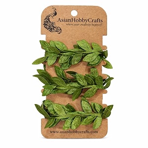 asian hobby crafts green 2 meter satin leaf lace for craft amp diy decor