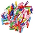Asian Hobby Crafts Mini Wooden Clips for Wall Hanging Pictures, Natural Wooden Small Picture Clips for Crafts | Pack of 50 | Multicolor | Size : 1.5" inch
