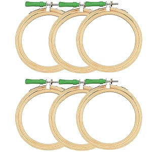 asian hobby crafts 634 inch wooden embroidery hoop ring set  adjustable craft and stitch work frames for hand embroidery cross-stitch diy projects sewing fabric art and needlework set of 6