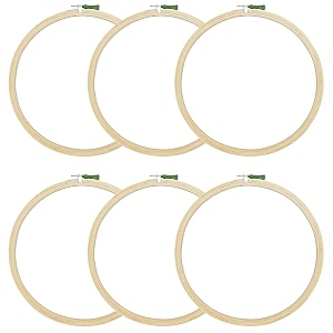 asian hobby crafts 1034 inch wooden embroidery hoop ring set  adjustable craft and stitch frames for hand embroidery cross-stitch diy projects sewing fabric art and needlework set of 6