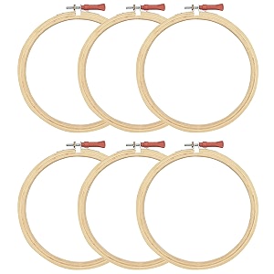 asian hobby crafts 834 inch wooden embroidery hoop ring set  adjustable craft and stitch work frames for hand embroidery cross-stitch diy projects sewing fabric art and needlework set of 6