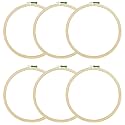 Asian Hobby Crafts 10" Inch Wooden Embroidery Hoop Ring Set – Adjustable Craft and Stitch Frames for Hand Embroidery, Cross-Stitch, DIY Projects, Sewing, Fabric Art, and Needlework, Set of 6