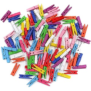 asian hobby crafts mini wooden clips for wall hanging pictures wooden small picture clips for crafts  pack of 100  multicolor  size  1534 inch