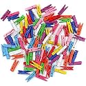 Asian Hobby Crafts Mini Wooden Clips for Wall Hanging Pictures, Wooden Small Picture Clips for Crafts | Pack of 100 | Multicolor | Size : 1.5" inch