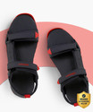 asian Men Sandal (Black, Red , 7)